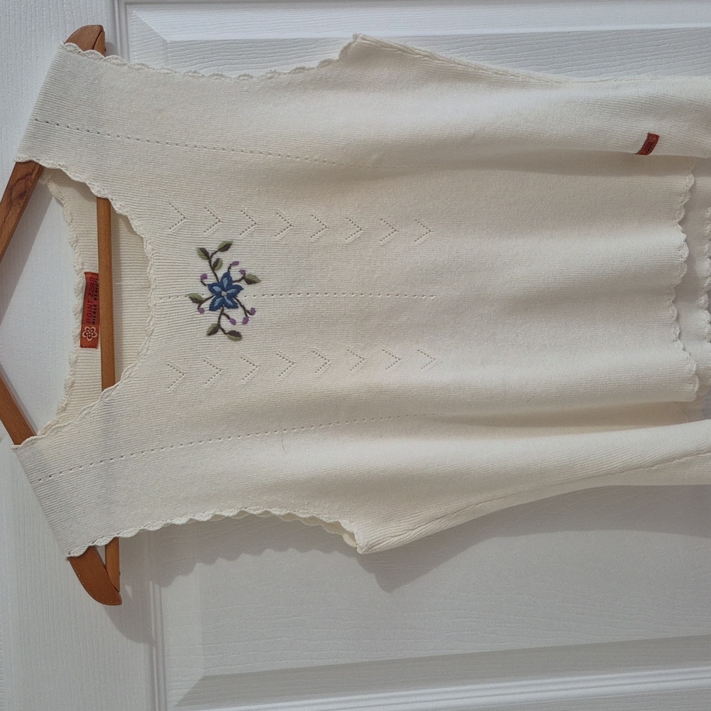 POINT ZERO, NWOT sleeveless top, vest, 100% cotton, off-white, layering, XL